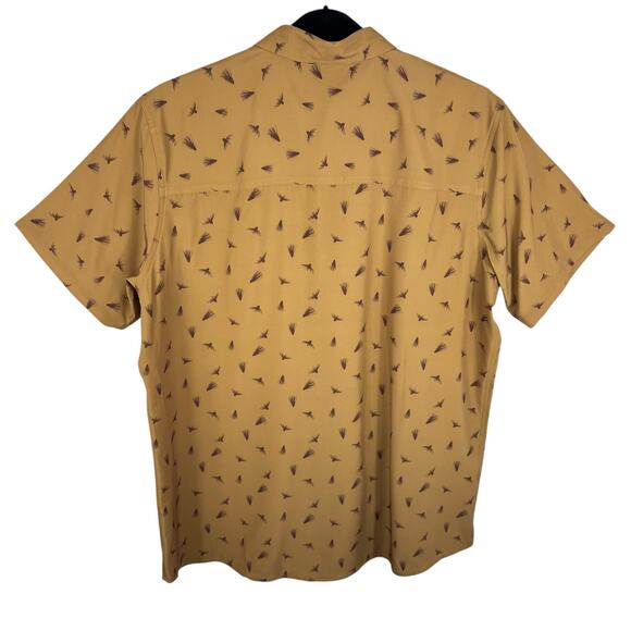 Dakota NWOT Mustard Burgundy Short Sleeve Collared Quick Dry Button Up Shirt XL - Picture 2 of 4